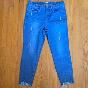 Nicole Miller Blue Ankle Cropped Jeans with Distressed Details